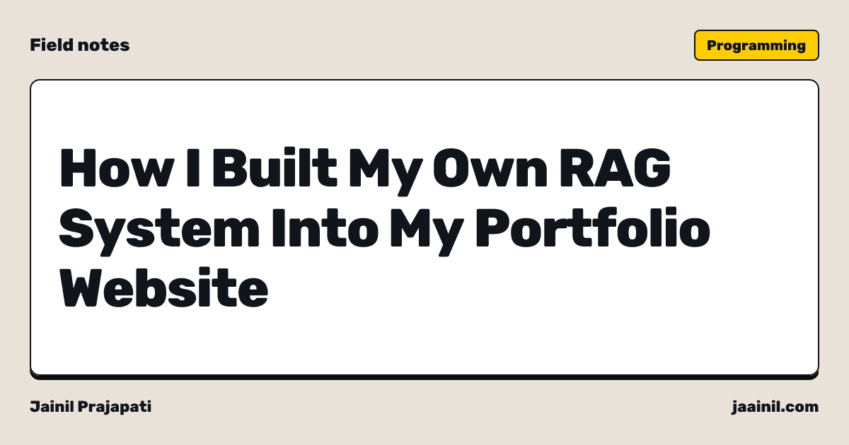 How I Built My Own RAG System Into My Portfolio Website