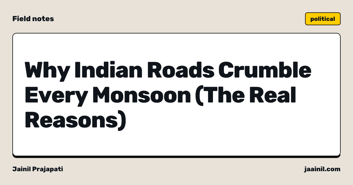 Why Indian Roads Crumble Every Monsoon (The Real Reasons)